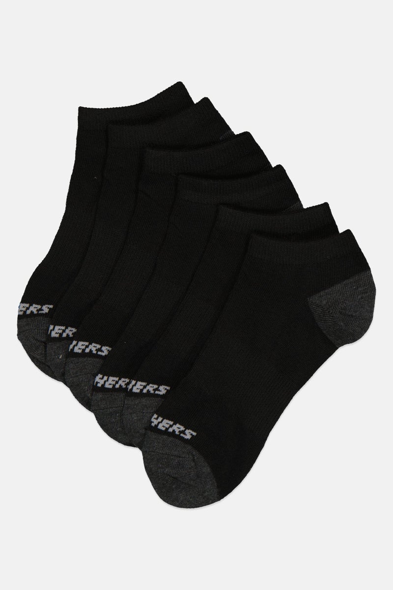 SKECHERS Women 6 Pairs Brand Logo Ankle Sock, Black - Image 1