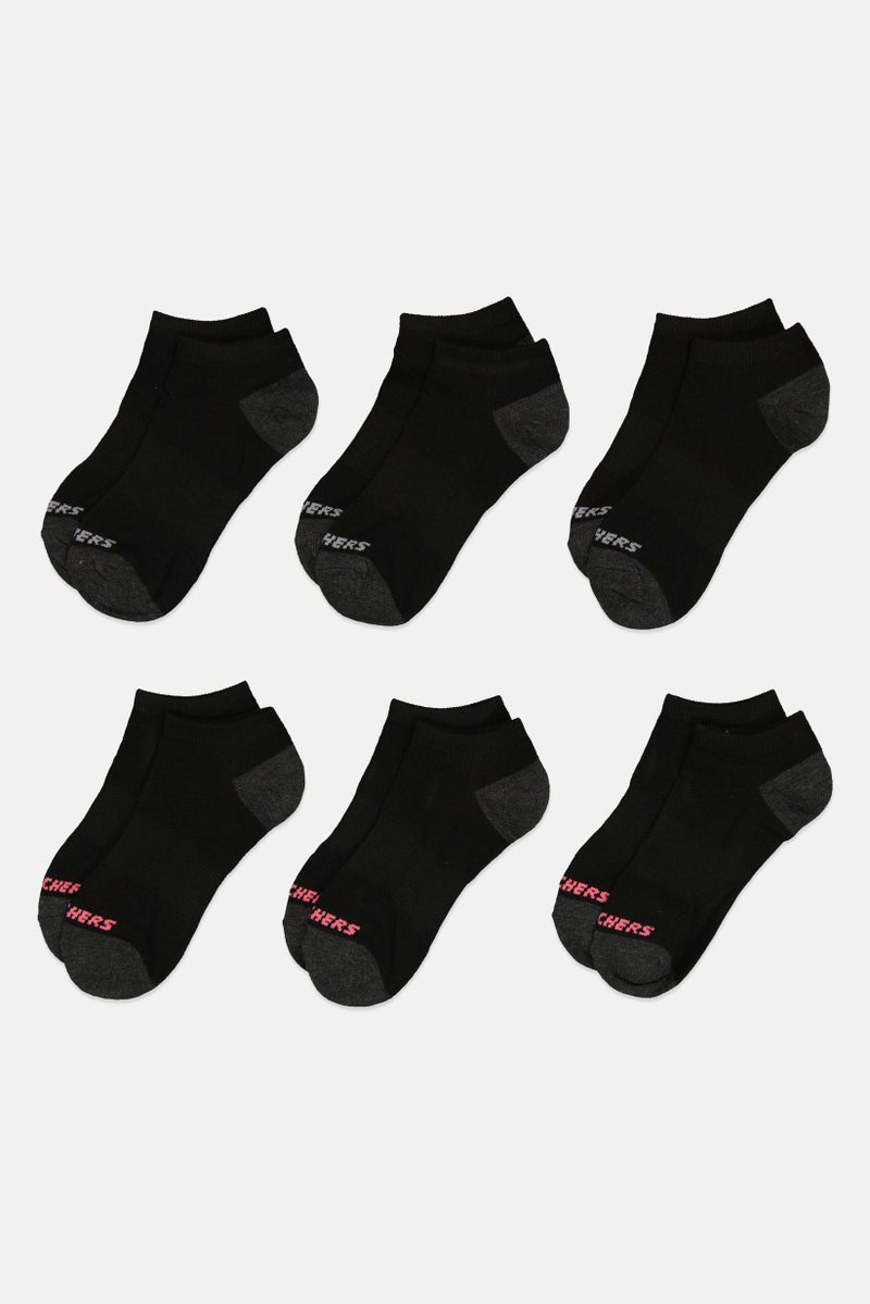 SKECHERS Women 6 Pairs Brand Logo Ankle Sock, Black - Image 2