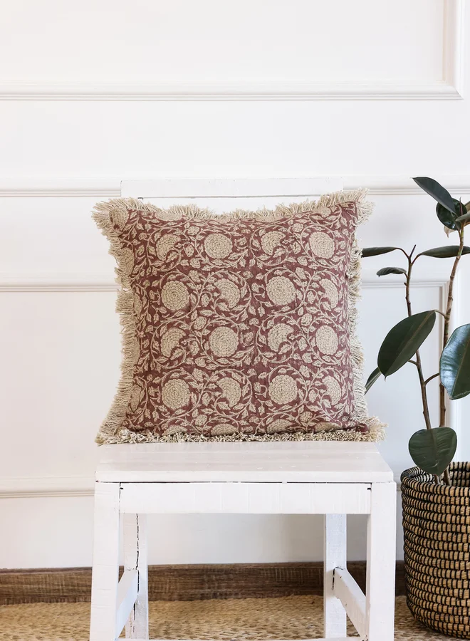 سانسكريتي هومز sanskrutihomes Floral Velvet Cushion Cover - 45x45cm