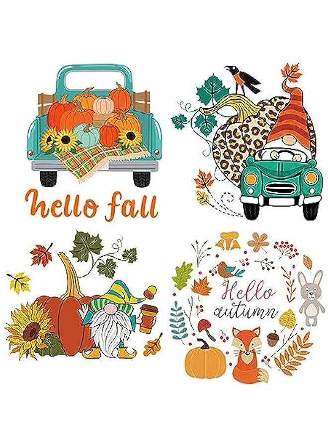 4 Sheets Fall Iron on Stickers, Maple Leaves Heat Transfer Stickers Cut Animal Pumpkin Pattern Iron on Appliques, Iron-on Decals Patches for Bags T-Shirt Jackets Hoodies DIY Decoration - Image 1