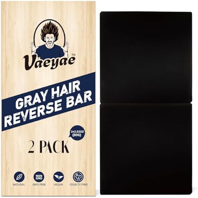 2 Pcs Gray Hair Reverse Bar to Restore Hair Color, Shampoo and Conditioner 2 in 1 Soap for Stronger & Smoother Hair, Men & Women Black Soap Reduces and Cover Grey Hair, For Hair Thickening and Darking