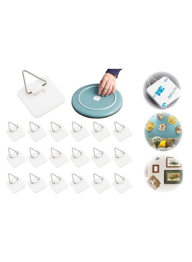 Generic Invisible Adhesive Plate Hanger Set Vertical Plate Holders Self-Adhesive Wall Dishes Hook for The Wall Decorative Plates Photo Picture Frame and Art Decor Supplies, 1.25 Inch, 80 Pieces - Image 1