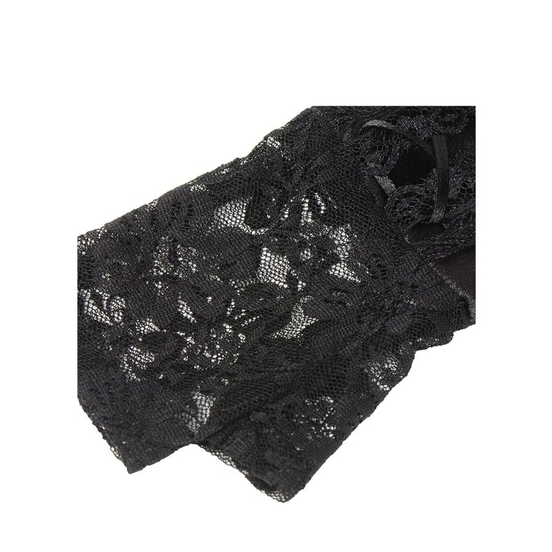 SOLARAE Lace Up Fingerless Gloves Long Elbow Gloves for Costume Party Lace-up Arm Warmer - Image 3
