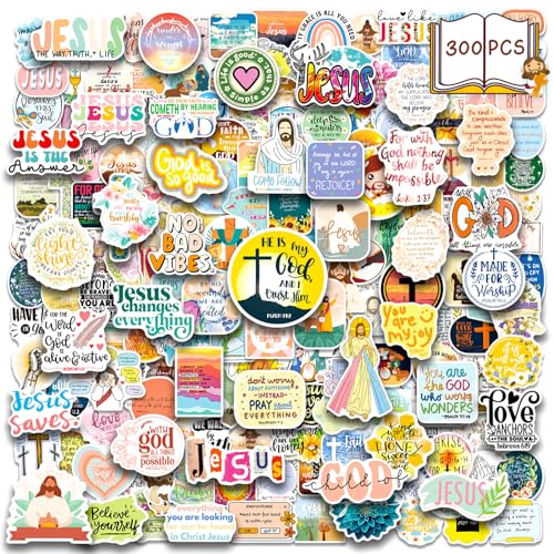 WAKEMOODEI 300PCS Inspirational Christian Stickers Jesus Religious Stickers for Water Bottle Laptop Waterpooof Bible Verse Sticker for Kids Adults Women Faith Stickers - Image 1