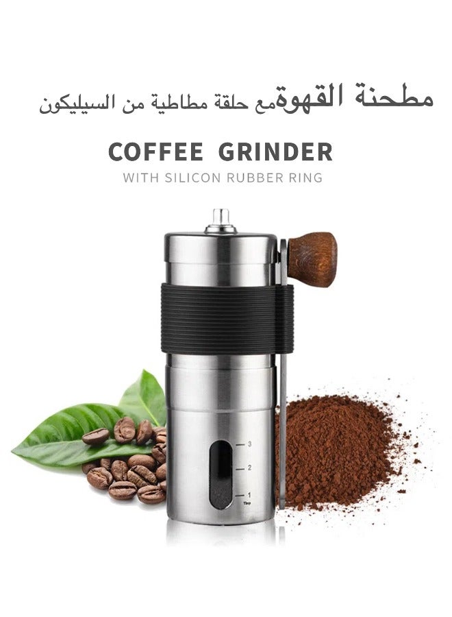 Manual Coffee Grinder with Adjustable Ceramic Burr – 304 Stainless Steel Hand Crank Coffee Mill with Food-Grade Silicone Sleeve – Portable and Washab  - Image 1