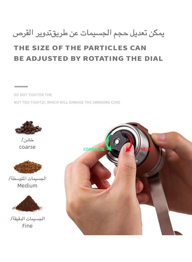 Manual Coffee Grinder with Adjustable Ceramic Burr – 304 Stainless Steel Hand Crank Coffee Mill with Food-Grade Silicone Sleeve – Portable and Washab  - Image 3