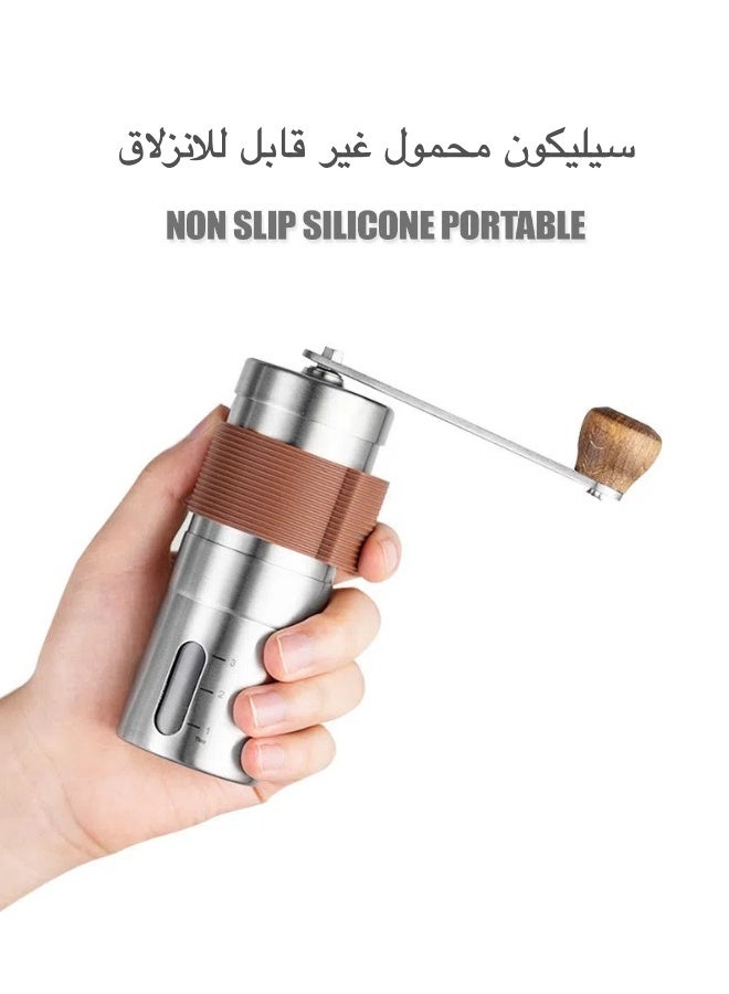 Manual Coffee Grinder with Adjustable Ceramic Burr – 304 Stainless Steel Hand Crank Coffee Mill with Food-Grade Silicone Sleeve – Portable and Washab  - Image 4