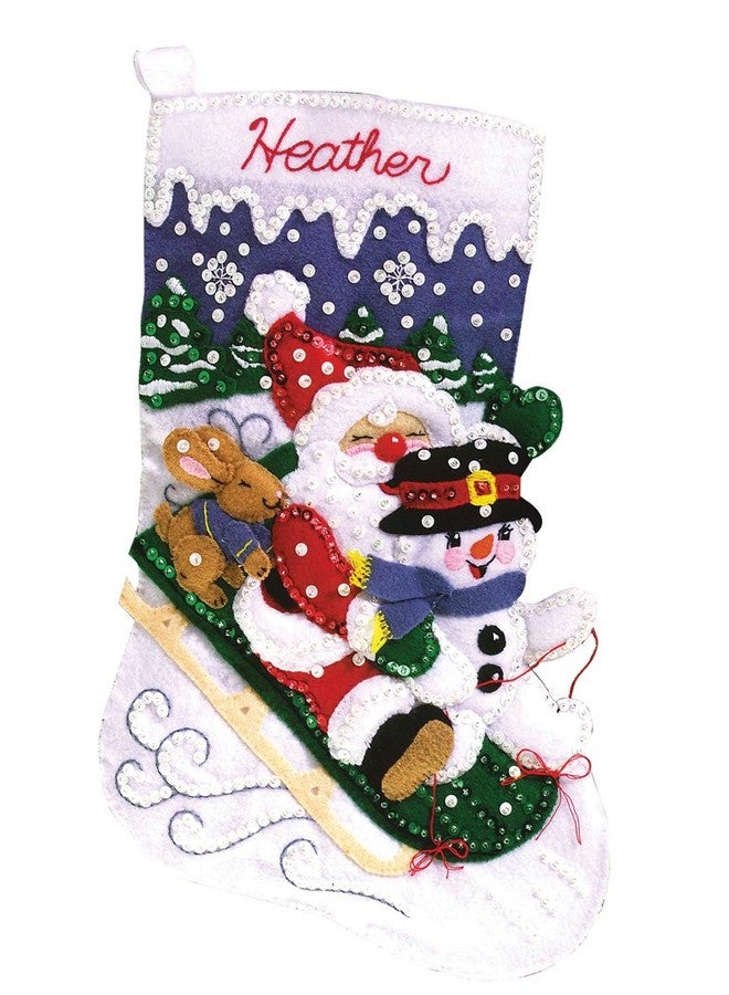 Janlynn 90-0051 Christmas Fun Stocking Felt Applique Kit-16-1/2" Long