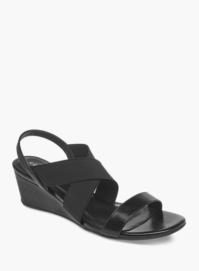 Celeste Women's Solid Cross Strap Sandals with Wedge Heels - Image 1