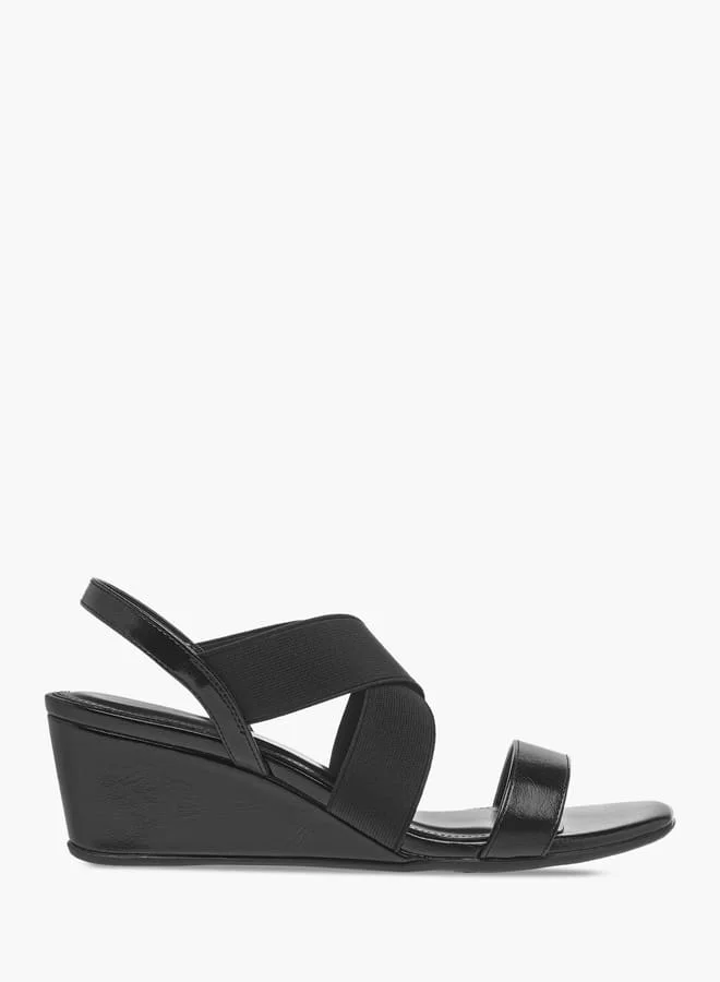 Celeste Women's Solid Cross Strap Sandals with Wedge Heels