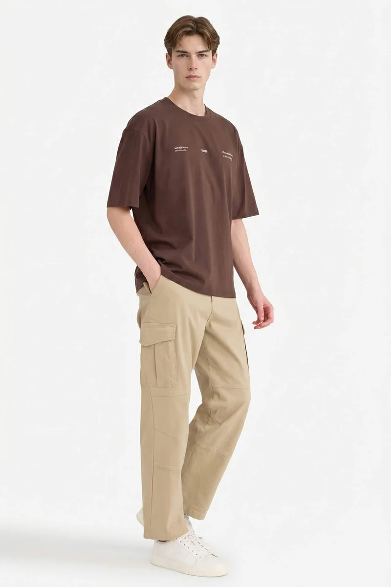 ديفاكتو Boxy Fit Printed Cotton T-shirt