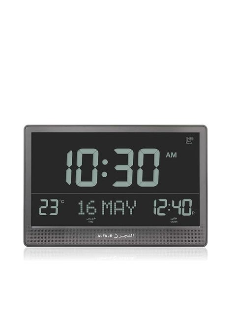 AlFajr Digital Azan Table Clock | CJ-17 Muslim Prayer Alarm Clock with Worldwide Prayer Times & Multiple Azan Sounds (Black)