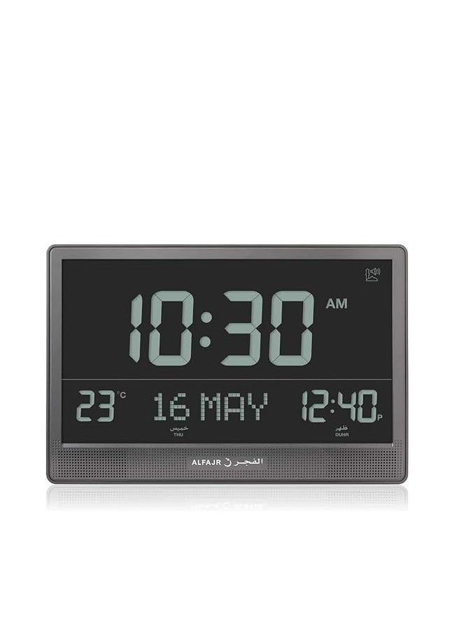 Al Fajr - AlFajr Digital Azan Table Clock | CJ-17 Muslim Prayer Alarm Clock with Worldwide Prayer Times & Multiple Azan Sounds (Black) - Image 1
