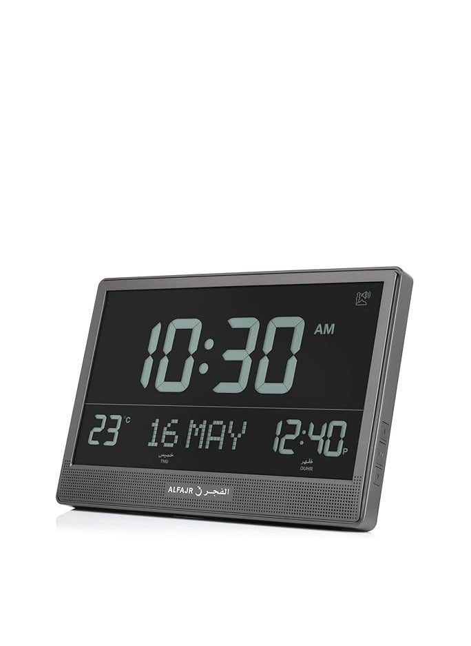 Al Fajr - AlFajr Digital Azan Table Clock | CJ-17 Muslim Prayer Alarm Clock with Worldwide Prayer Times & Multiple Azan Sounds (Black) - Image 1