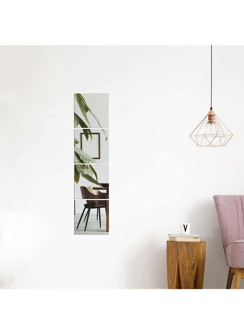 BPA - Wall Mirrors Tiles Glassless Mirror for Kids 10 x 10 x4PCS Unbreakable Frameless Square Mirror Wall Stickers Home Gym Mirror Bedroom Living Room Door Mirror  10x10x0.07 in - 4PCS - Image 1