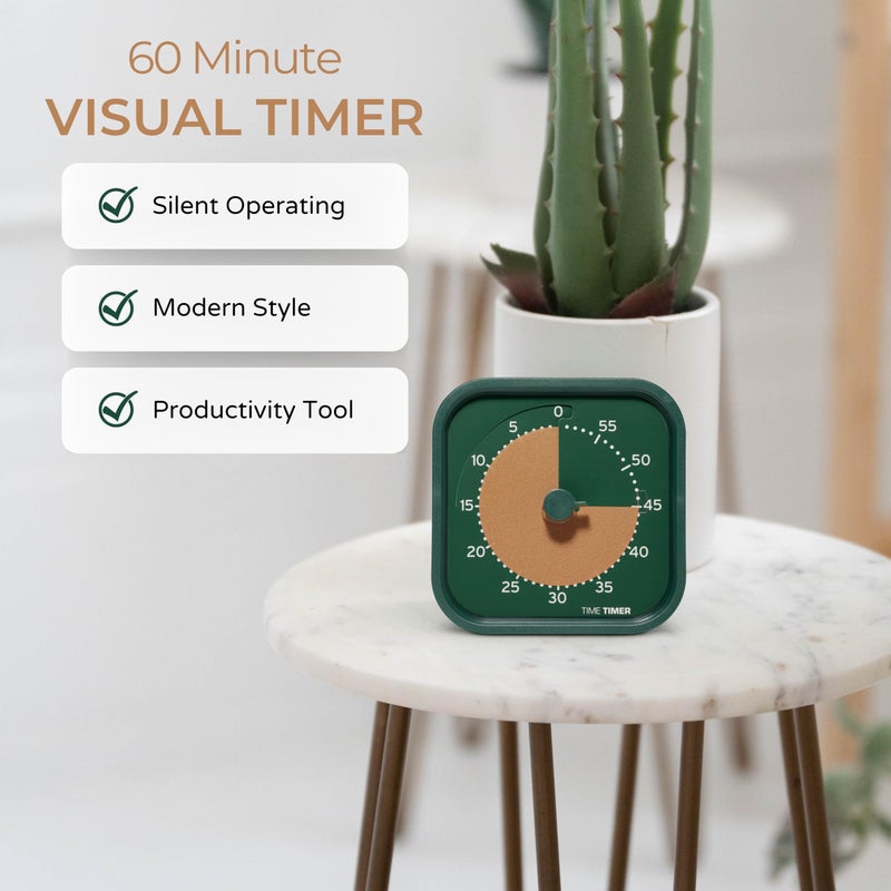 Time Timer MOD Home - Metallic Series - Individual Sized 60 Minute Visual Countdown Timer for ADHD, Adults, Students, and Pomodoro with Silent Operation (Metallic Forest) - Image 3