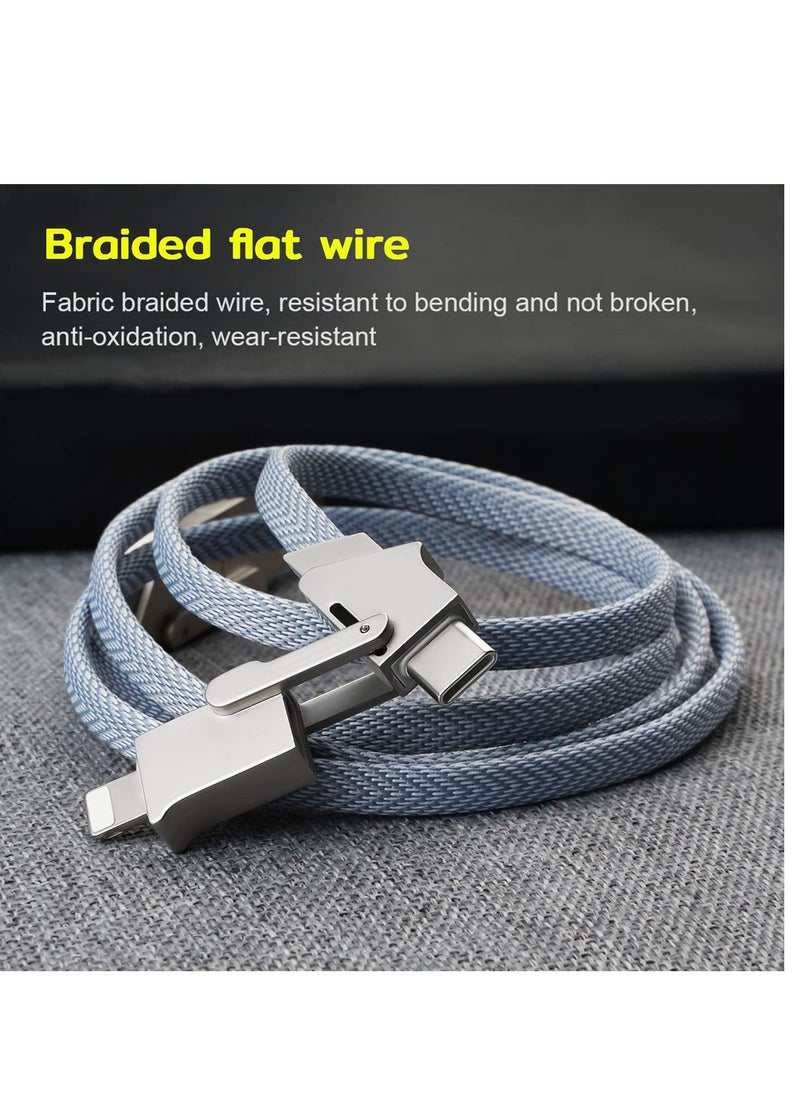 Generic - Multi Charging Cable, 4 in 1 Nylon Braided 3FT/1M Multiple USB Charging Cord Adapter, Lightning/Type C/USB A Port Connectors Compatible with iphone Cell Phones Tablets and More - Image 1