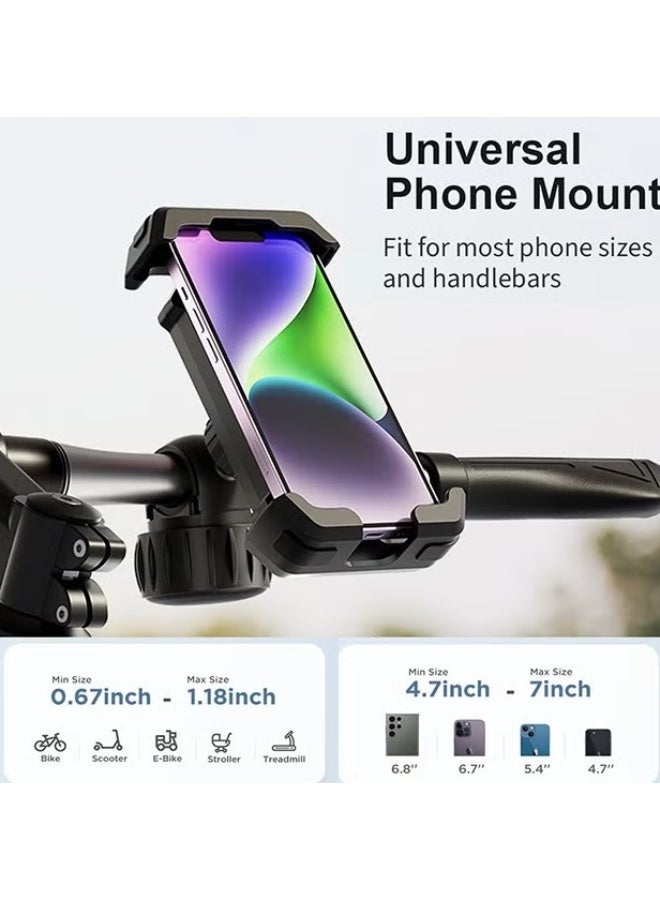 EETU Bike Phone Mount Holder,Motorcycle Phone Mount,Adjustable iPhone Bike Mount,Universal Handlebar Phone Mount For 4.7-7.2 Phone,Quick Install,Phone Stand For Bicycle Motorcycle E-Bike Scooter Stroller - Image 3