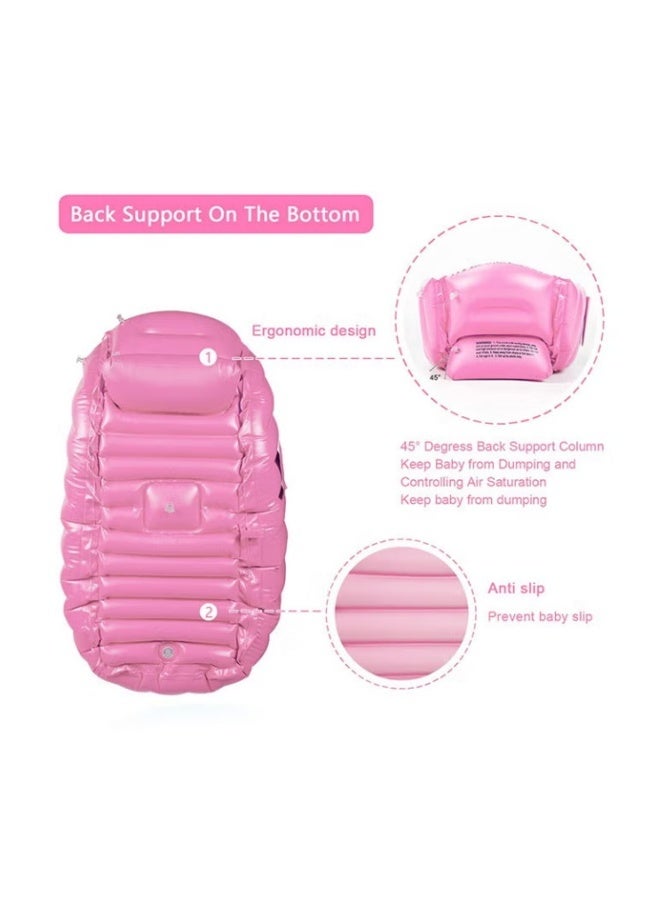 دوكو حوض استحمام طفل قابل للنفخ ، حوض استحمام طفل صغير محمول غير انزلاق حوض استحمام سفر صغير حمام سباحة هوائي للأطفال حوض دش قابل للطي سميك مع مضخة الهواء - Image 1