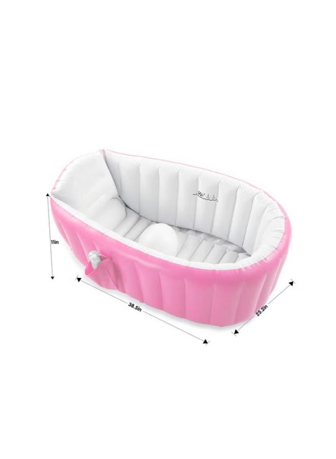 دوكو حوض استحمام طفل قابل للنفخ ، حوض استحمام طفل صغير محمول غير انزلاق حوض استحمام سفر صغير حمام سباحة هوائي للأطفال حوض دش قابل للطي سميك مع مضخة الهواء - Image 2