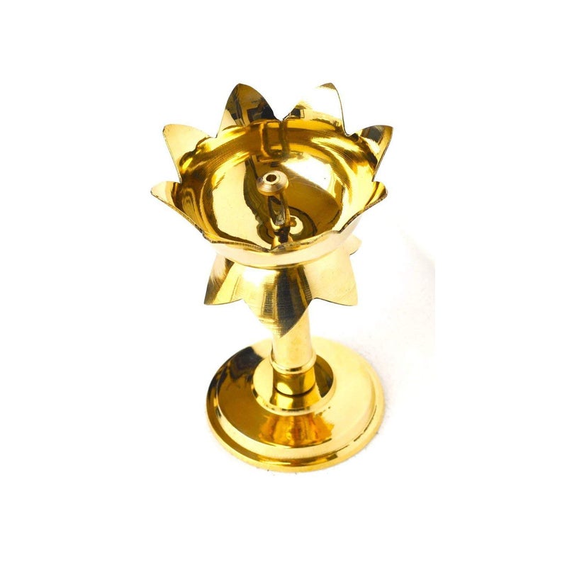 Rolimoli Brass Lotus Design Akhand Jyot Diwali Diya 3 Inch Pack of 2 - Image 4