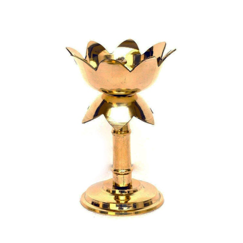 Rolimoli Brass Lotus Design Akhand Jyot Diwali Diya 3 Inch Pack of 2 - Image 2
