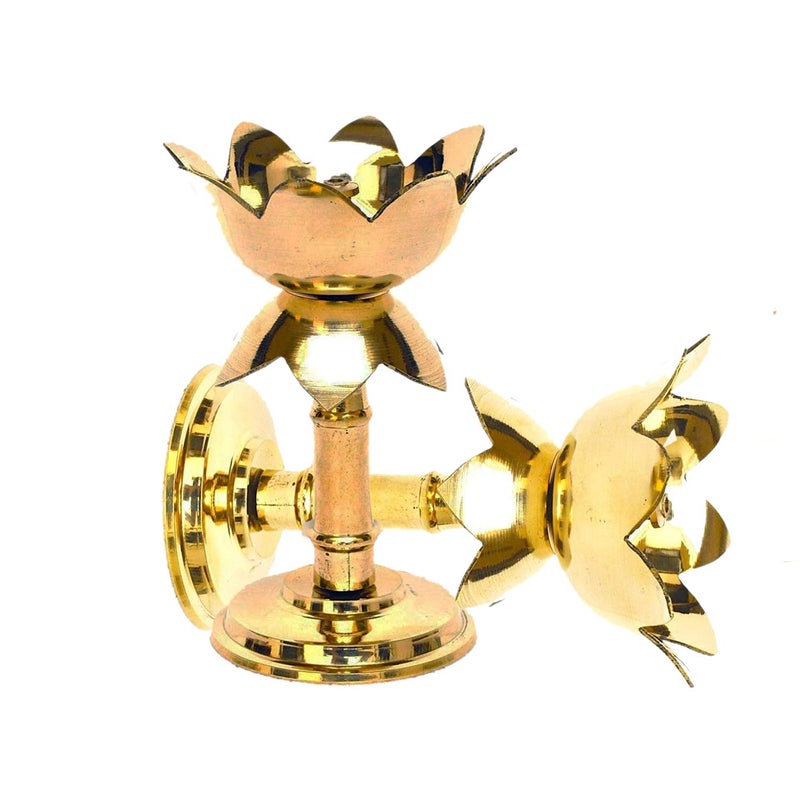 Rolimoli Brass Lotus Design Akhand Jyot Diwali Diya 3 Inch Pack of 2 - Image 3