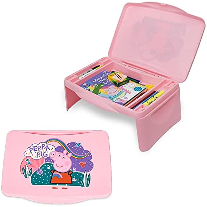 Peppa Pig KIDS LAP DESK WITH STORAGE - FOLDING LID AND COLLAPSIBLE DESIGN - PORTABLE FOR TRAVEL OR USE IN BED AT HOME - GREAT FOR WRITING, READING OR OTHER SCHOOL ACTIVITIES - Image 1