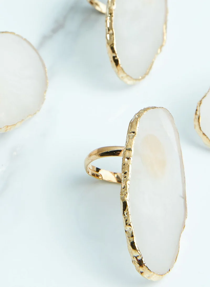 Aish Set Of 4 Gilded Quartz Napkin Rings