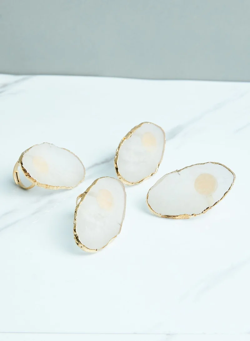 Aish Set Of 4 Gilded Quartz Napkin Rings