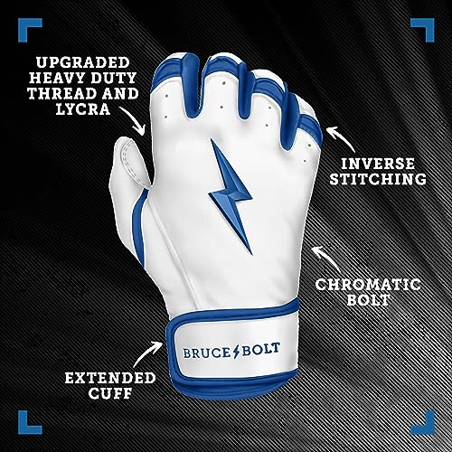 BRUCE BOLT Chrome Series Short Cuff Royal Batting Glove - Royal Youth XLarge - Image 2