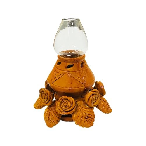 ShopMeFast Handcrafted Terracotta/Earthen Clay mud Oil lamp Handmade Home Decorative Diwali Diya with Chimney Cover (Terracotta-CD2) - Image 4