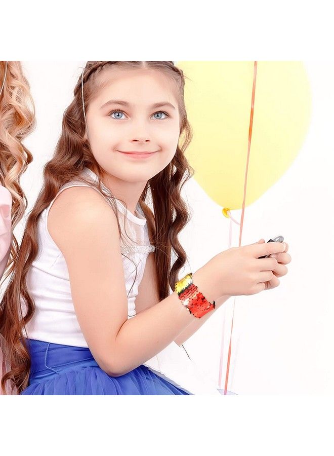 KUUQA 25 Pcs Magic Mermaid Sequin Bracelets Glitter Reversible Sequins Slap Bracelets Wristbands For Kids Little Mermaid Birthday Party Favors Suppiles Goodie Bags Filler (Random Colors) - Image 4