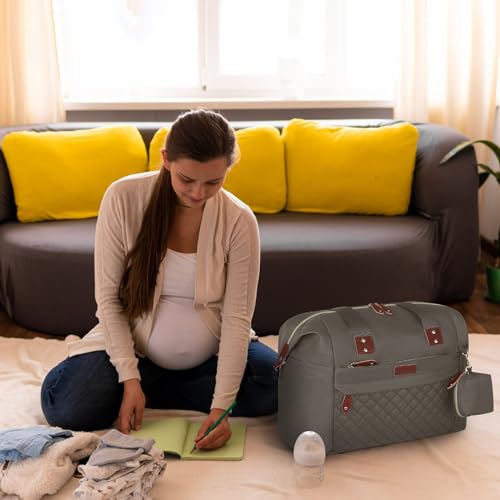 Pritent Diaper Bag Tote Diaper Baby Bags with Pacifier Case Shoulder Straps Stroller Clips Waterproof Large Mommy Bag Maternity Bag Travel Baby Bag for Mom and Dad khaki - Image 3