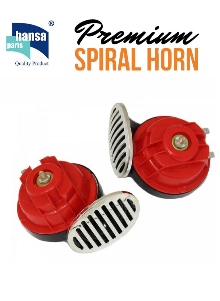 HANSA Car Horn, Premium Spiral Horn World Class Performance Quality, 105-118dB, 12V/4A, 2 Pcs Set  - Image 1
