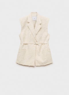 MANGO Textured Waistcoat With Belt  - Image 5