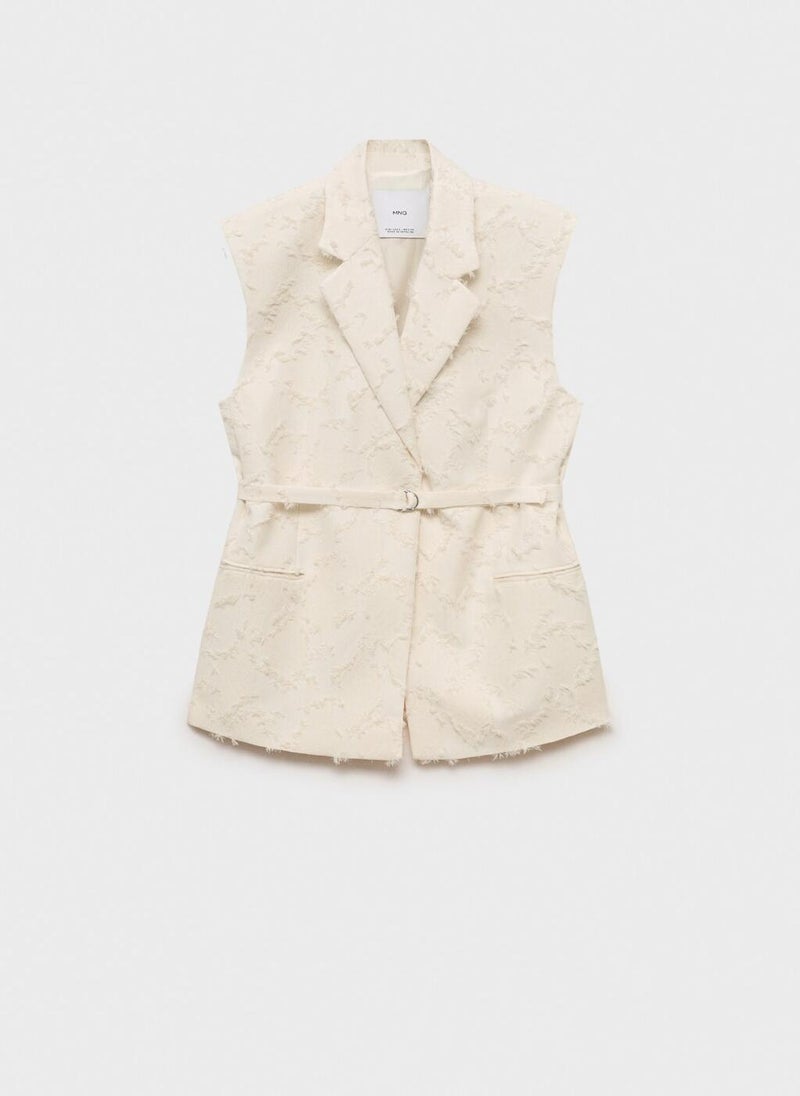 MANGO Textured Waistcoat With Belt  - Image 5