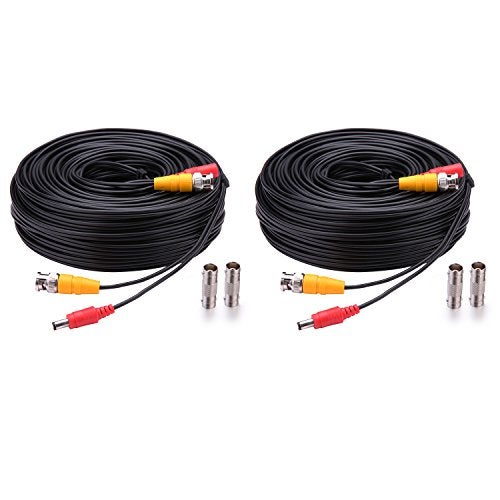 WILDHD BNC Cable, 2x150ft All-in-One Siamese Video and Power Security Camera Cable Wire with 2 Female Connectors for Max 5MP HD CCTV DVR Surveillance System (150ft 2PCS, Black) - Image 1