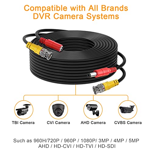 WILDHD BNC Cable, 2x150ft All-in-One Siamese Video and Power Security Camera Cable Wire with 2 Female Connectors for Max 5MP HD CCTV DVR Surveillance System (150ft 2PCS, Black) - Image 3