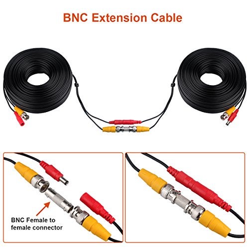 WILDHD BNC Cable, 2x150ft All-in-One Siamese Video and Power Security Camera Cable Wire with 2 Female Connectors for Max 5MP HD CCTV DVR Surveillance System (150ft 2PCS, Black) - Image 5