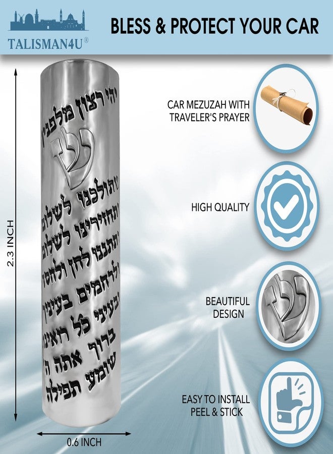 تاليسمان فور يو مزوزة سيارة للحماية من تاليسمان فور يو، مع لفافة صلاة عبرية للمسافرين، مزوزة يهودية من إسرائيل، القدس، فن يهودي، هدية - Image 2