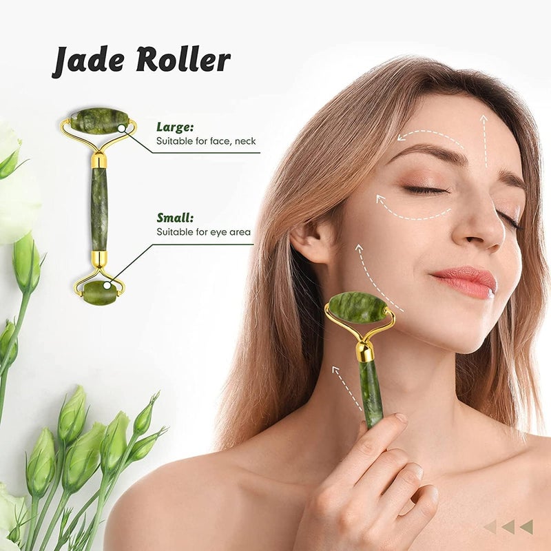 Drumstone 10 𝒀𝒆𝒂𝒓𝒔 𝑾𝒂𝒓𝒓𝒂𝒏𝒕𝒚 Gua Sha & Jade Roller Facial Set – Anti-Aging Skin Care Tools for Face Massage, Puffiness, Wrinkles, Dark Circles, Skin Firming & Lifting – Spa Gift Set - Image 2