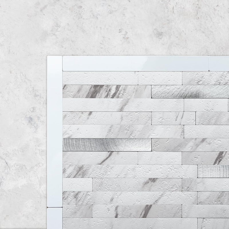 DICOFUN 24-Pack Polished White Peel and Stick Tile Trim, 6" Self Adhesive Molding Edge Trim for Peel and Stick Backsplash - Image 3