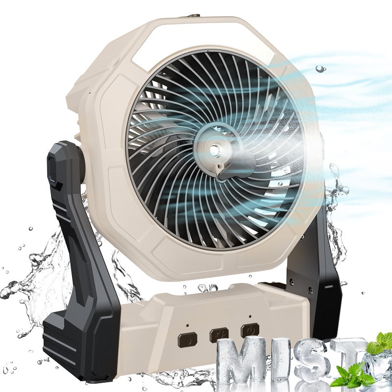 Ausic Portable Misting fan 8Inch Cooling Mist Fans 10000mAh USB Rechargeable Battery Powered Fan with Mister 250mL Water Tank LED Lantern for Home Desk Bedroom Office OutdoorIndoor Use