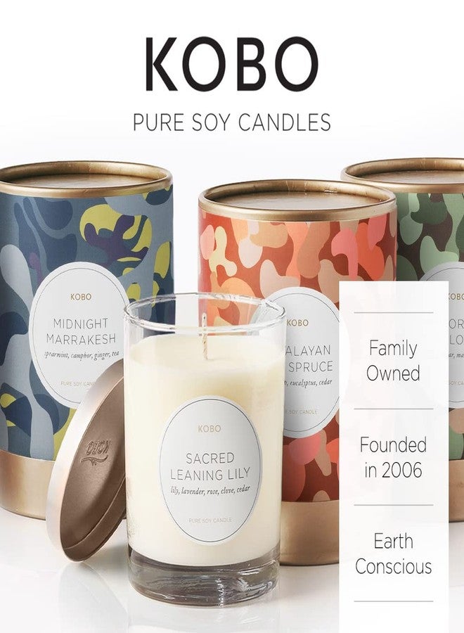 KOBO Sacred Leaning Lily Candle (11 oz) | 100% Pure Soy Candle | All Natural Scented Candle, Hand-Poured in USA | 80 Hour Long Burning Candles | Scented Candles for Home - Image 4
