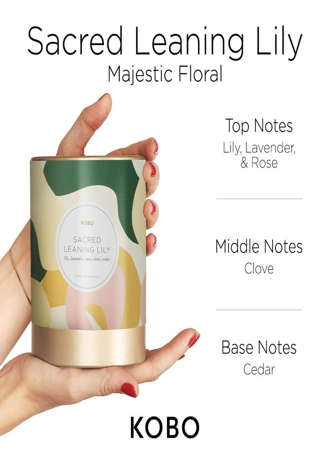 KOBO Sacred Leaning Lily Candle (11 oz) | 100% Pure Soy Candle | All Natural Scented Candle, Hand-Poured in USA | 80 Hour Long Burning Candles | Scented Candles for Home - Image 2