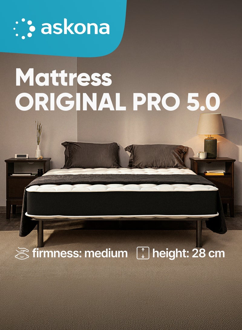 Askona Mattress ORIGINAL PRO 5.0 with Memory Foam / Elastic latex foam / Felt 200x90x28 cm (LxWxH) - Image 1