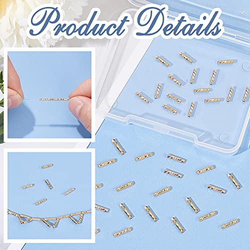 BENECREAT 100Pcs Real 18K Gold Plated Tube Beads, Carved Noodle Tube Beads Straight Spacer Beads 7x1.5mm for DIY Craft Bracelet Necklace Jewelry Making - Image 4