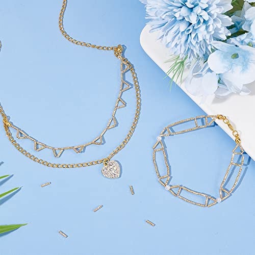 BENECREAT 100Pcs Real 18K Gold Plated Tube Beads, Carved Noodle Tube Beads Straight Spacer Beads 7x1.5mm for DIY Craft Bracelet Necklace Jewelry Making - Image 5