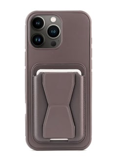Generic Leather back cover with card wallet Foldable Shockpoof Case compatible with Iphone 16 Pro Max (dark brown )  - Image 1